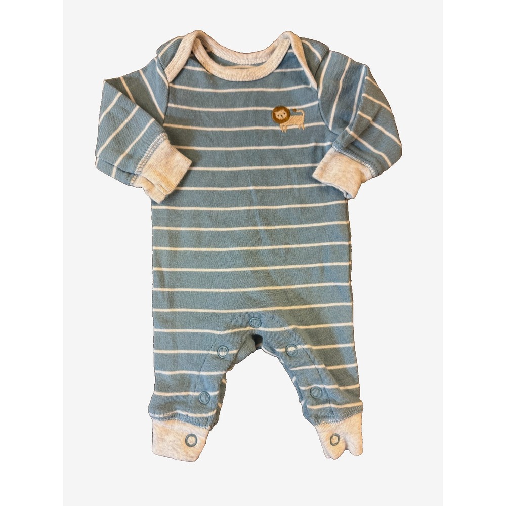 Carters Baby Boy Preemie Outfit Romper Footless 1 Piece Clothes Blue Stripe Lion